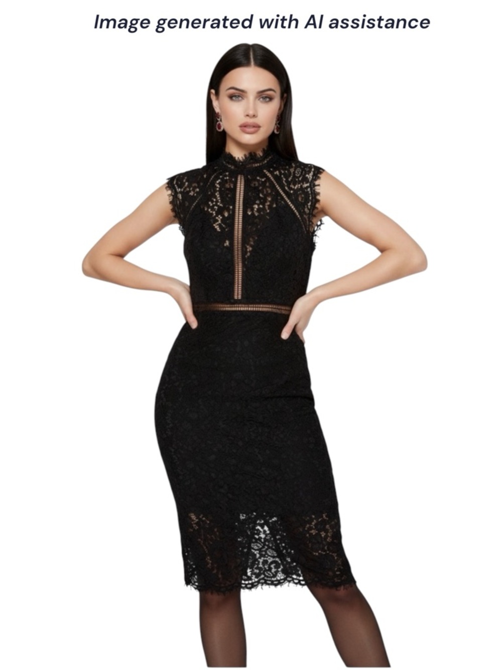 Bardot size 2 black lace sheath dress